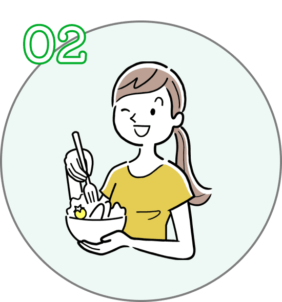 02 女性が食事をしているイラスト