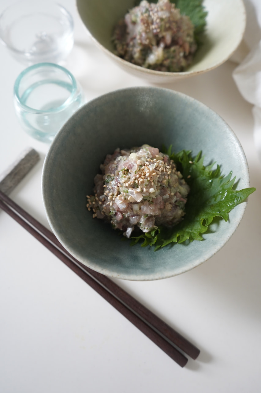 鯵の白ごまなめろう
