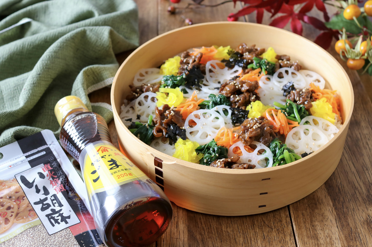 かどや製油×カタギ食品 コラボレシピ】お祝いにも♪牛肉とれんこんの